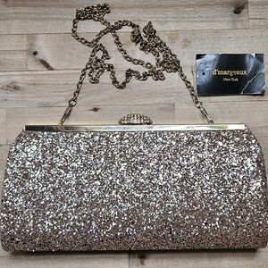 NWT, d'margeaux Women's Evening, Formal Clutch, Rose Gold Glitter Clutch
